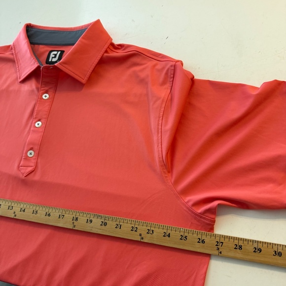 FootJoy FJ Solid Salmon Pink 4 Button Performance Golf Polo Mens 2XL Stretch - Picture 6 of 8